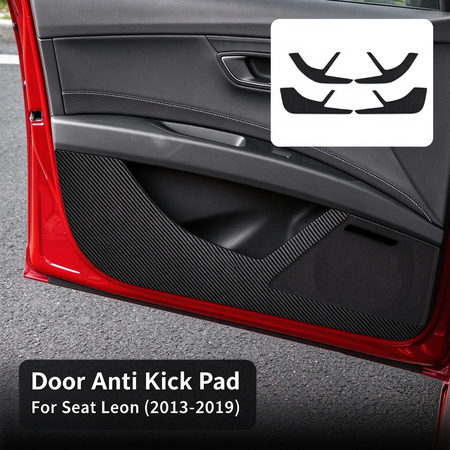 For 2013-2019 Seat Leon MK3 Car Door Anti-kick Pad Suede PU Leather Car Interior Door Panel Protection Interior Modification