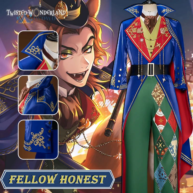 Game Twisted Wonderland Cosplay Costume Fellow Honest BlueJacket PantsUniform Halloween Carnival Clothes Outfits Suits For Adult
