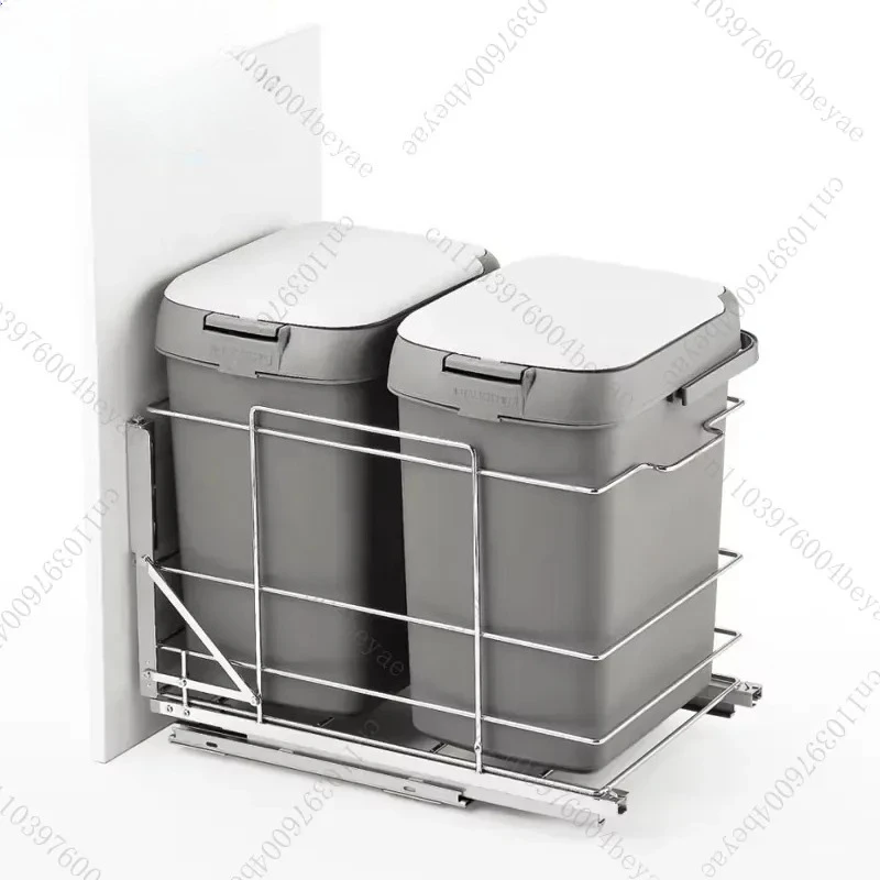 Wholesale Soft Close Press Open Trash Can Slide Pull Out Kitchen Cabinet Plastic Trash Can