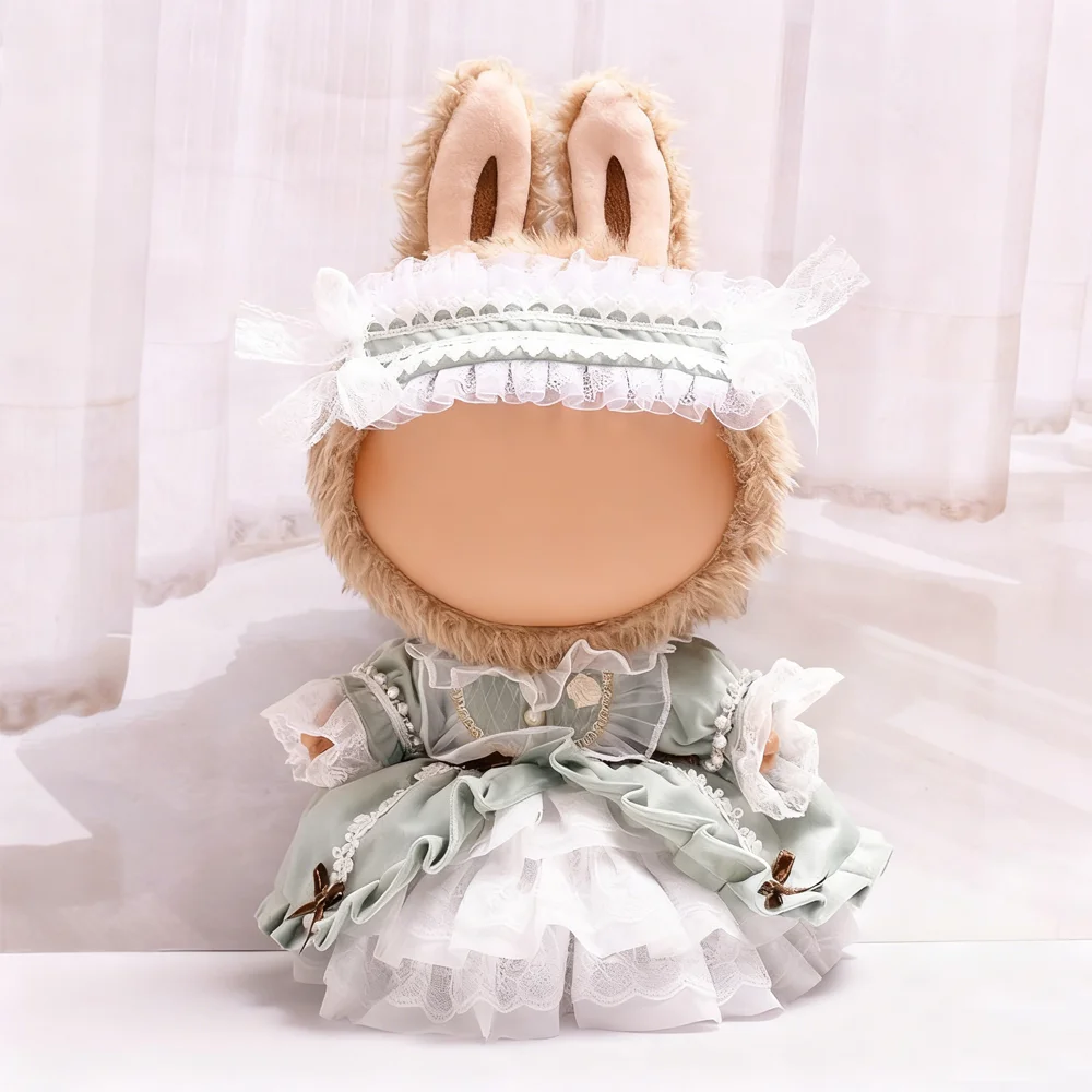 ชุดเสื้อผ้าตุ๊กตาขนาด 38 ซม. ชุดคริสต์มาสขนาดเล็กน่ารักสำหรับตุ๊กตา Labubu พร้อมเครื่องประดับศีรษะ ชุดเปลี่ยน DIY