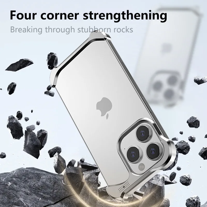 Unregelmäßige Metall-Stoßfänger-Handyhülle für iPhone 16 15 14 13 Pro Max Plus Aluminium-Kühlung Stoßfeste Hülle für 16ProMax Aluminium – Detail 7