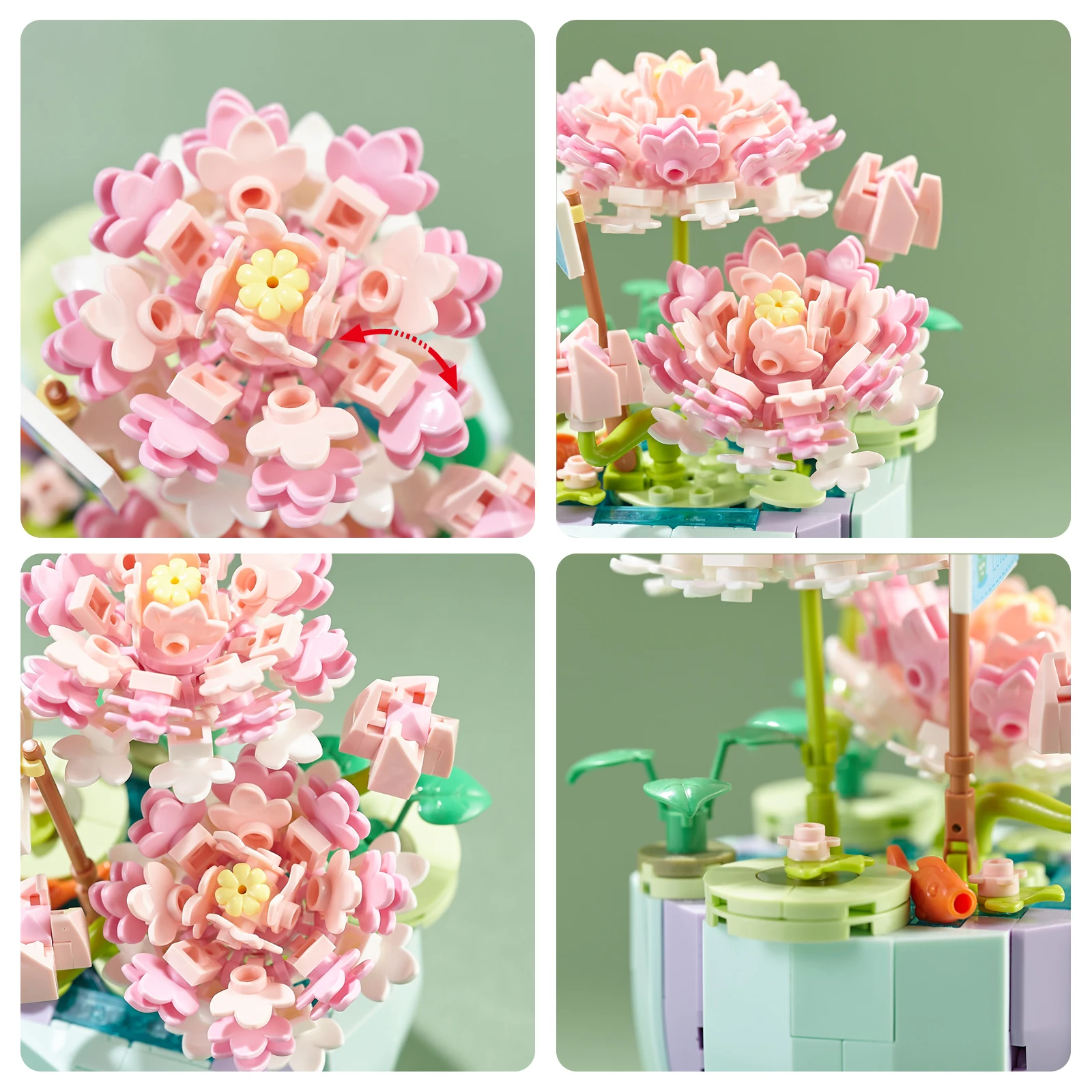 312Pcs Creative Lotus Flower Building Block Kit,Creative Plant Decor For Home, Office，Moc Bricks DIY Children Toys for Girl Gift