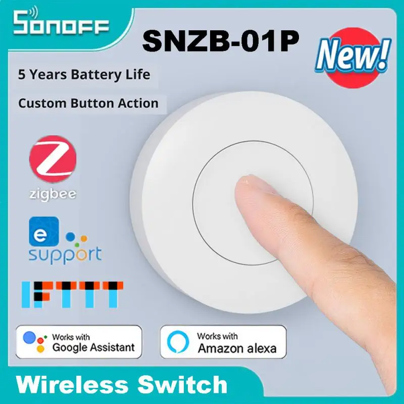 SONOFF Zigbee Wireless Switch SNZB-01P Smart Scene Multifunctional Custom Button Two-way Contol Devices Work with EWeLink Alexa