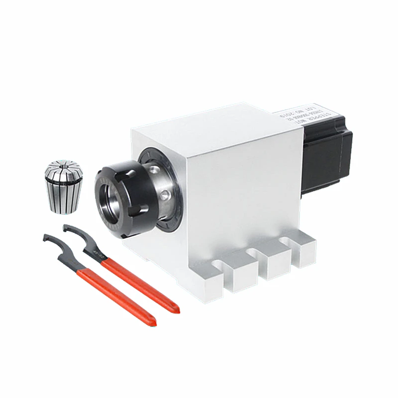 CNC Harmonic drive reducer 4th A Rotary axis Speed reducing ratio 50:1 with ER40 chuck for CNC engraving machine