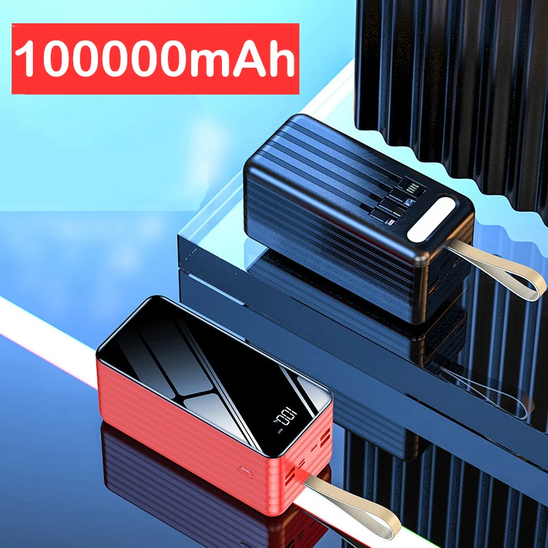 

Внешний аккумулятор на 100000 мА · ч с кабелем Micro USB Type-C