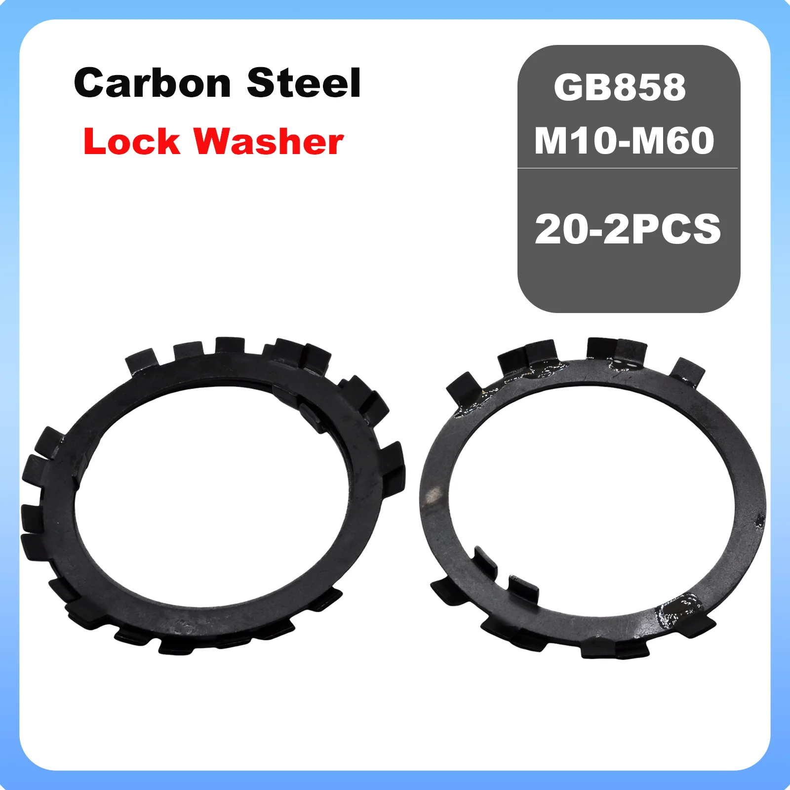 2/5/10/20Pcs M10 M12 To M60 GB858 Lock Gasket Spacer Black Carbon Steel Lock Washers Retaining Stop Washer For Slotted Round Nut