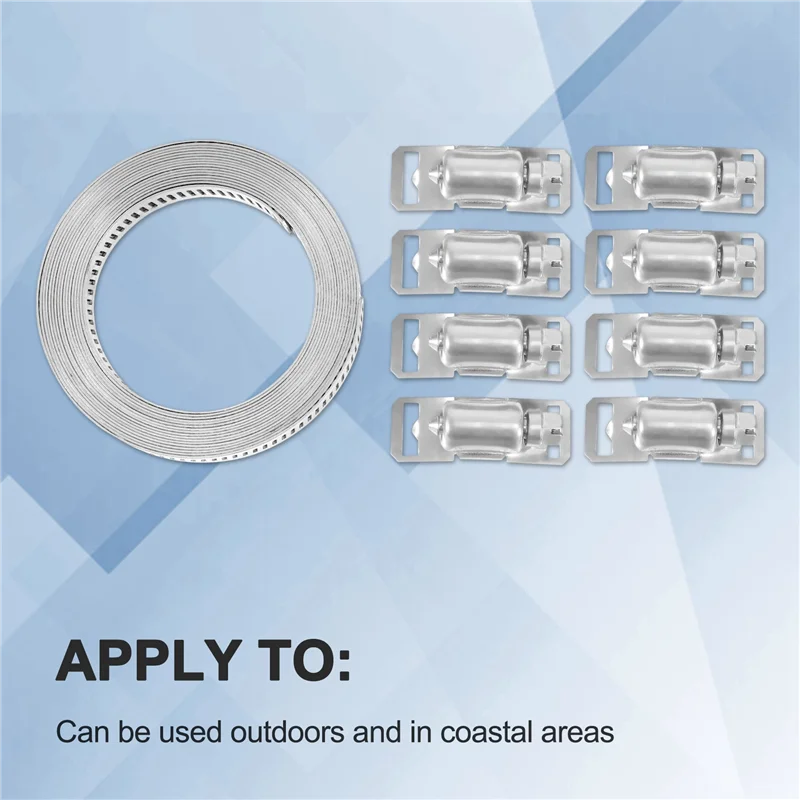 ABGR-6X Fascetta per tubo flessibile con fascetta a vite senza fine in acciaio inossidabile 304 con elementi di fissaggio Fascetta per tubo flessibile regolabile fai da te Fascetta per canalizzazione 11,5 piedi