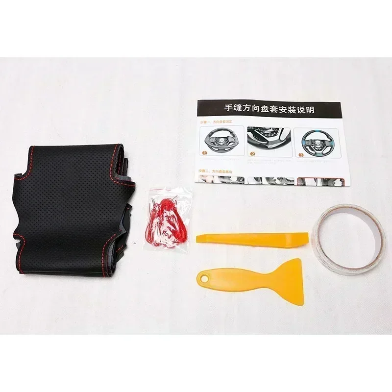 DIY Hand Sewing Steering Wheel Cover for Jetour Traveler T-X T2 Car Decorate Genuine Leather Interior Accessories