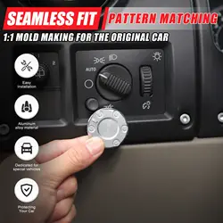 Aluminum Alloy Car Front Headlight Switch Knob Ring Cover For Hummer H2 2003-2007 Mecha Style Protection Caps Accessories