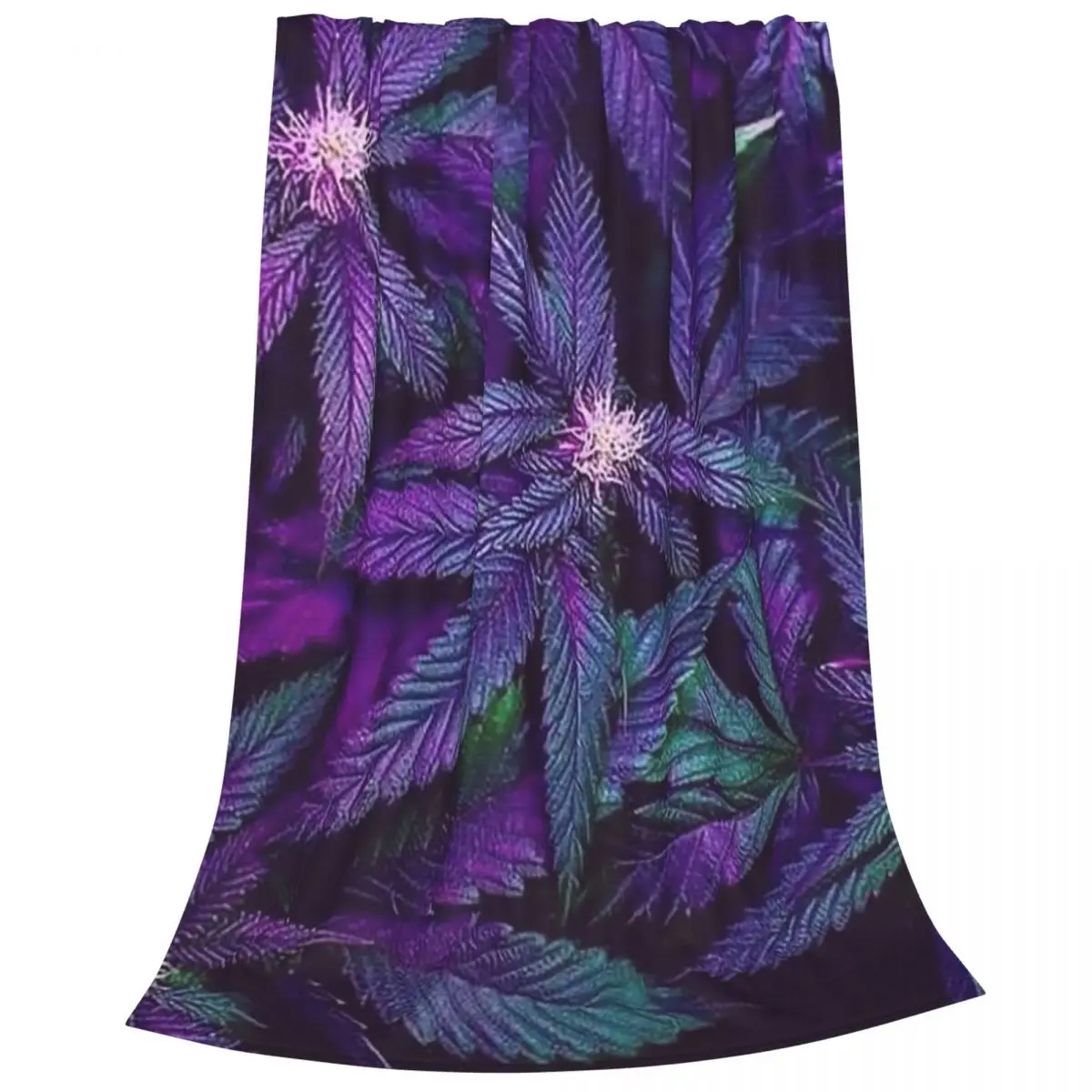 Psychedelic Purple Cannabis Marijuana Weed Pot Leaves Blanket Fleece Breathable Sofa Throw Blankets For Home Throws Bedspread