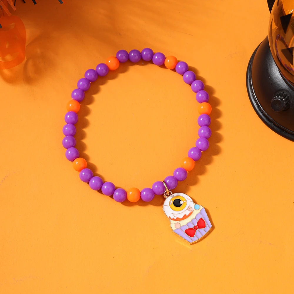 Aihua Gruselige Halloween Fledermaus Spinne Kürbis Armbänder für Frauen Männer Hip Hop Perlen Armbänder Halloween Schmuck Geschenke – Detail 9