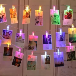 Soporte de Clip de foto LED alimentado por batería/USB, cadena de luces de hadas, guirnalda de luces de Navidad para fiesta de cumpleaños, boda, decoración de vacaciones