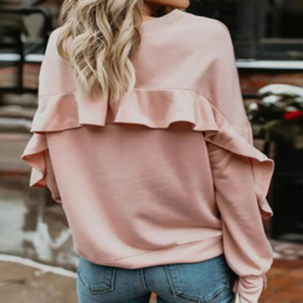 

Women's Long Casual Color Blo round Ne Pullover Top Comfortable Breathable Protective Clothing for Home Use