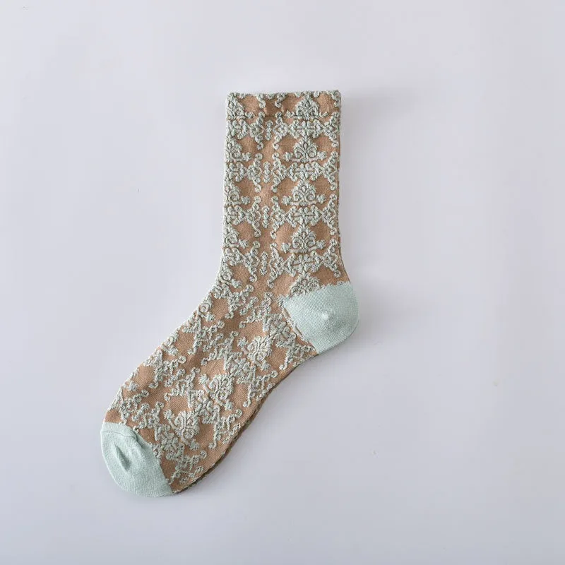 5/10 Paar Damen-Socken mit Retro-Aufdruck, mittellang, Blumenmuster, schweißableitend, atmungsaktiv, weich, bequem, Sport- und Freizeitsocken ﻿ – Detail 13