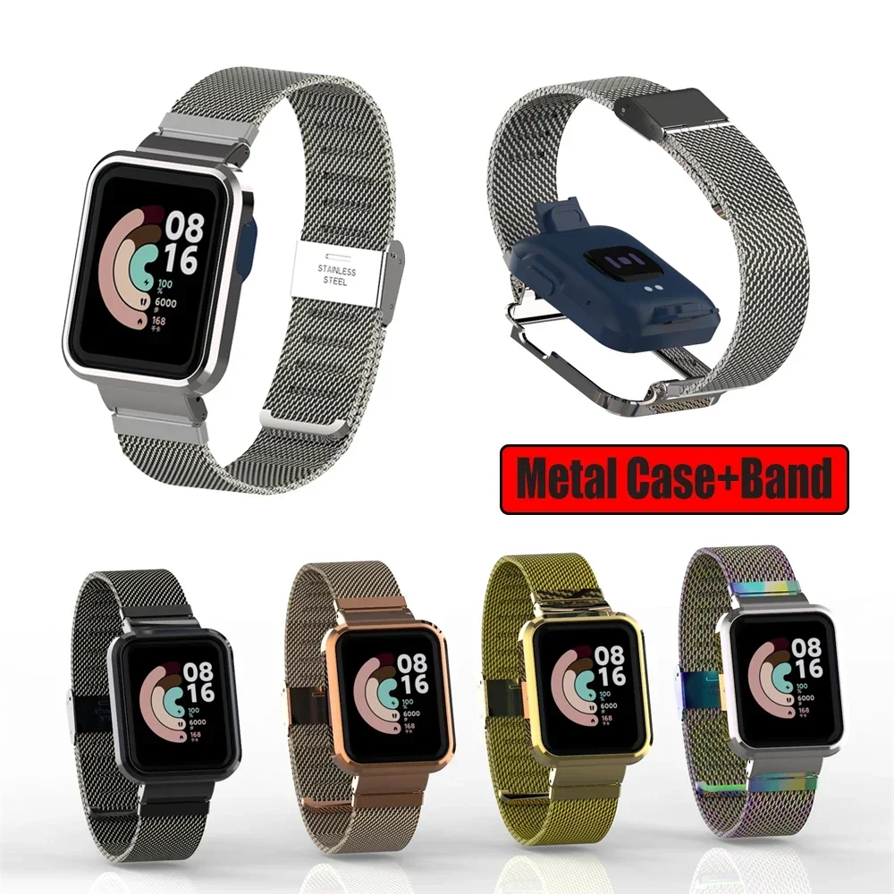 Correa de Metal + funda protectora para Redmi Watch 2 Lite, bucle magnético para pulsera Redmi Watch 3, correas con marco de banda Mi Watch Lite