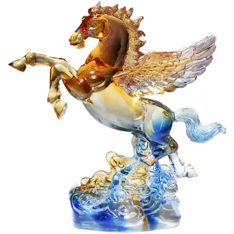 Pegasus Lucky Ornaments Living Room Decoration High-end Crystal Crafts Zodiac Horse Birthday Gifts Horse to Success