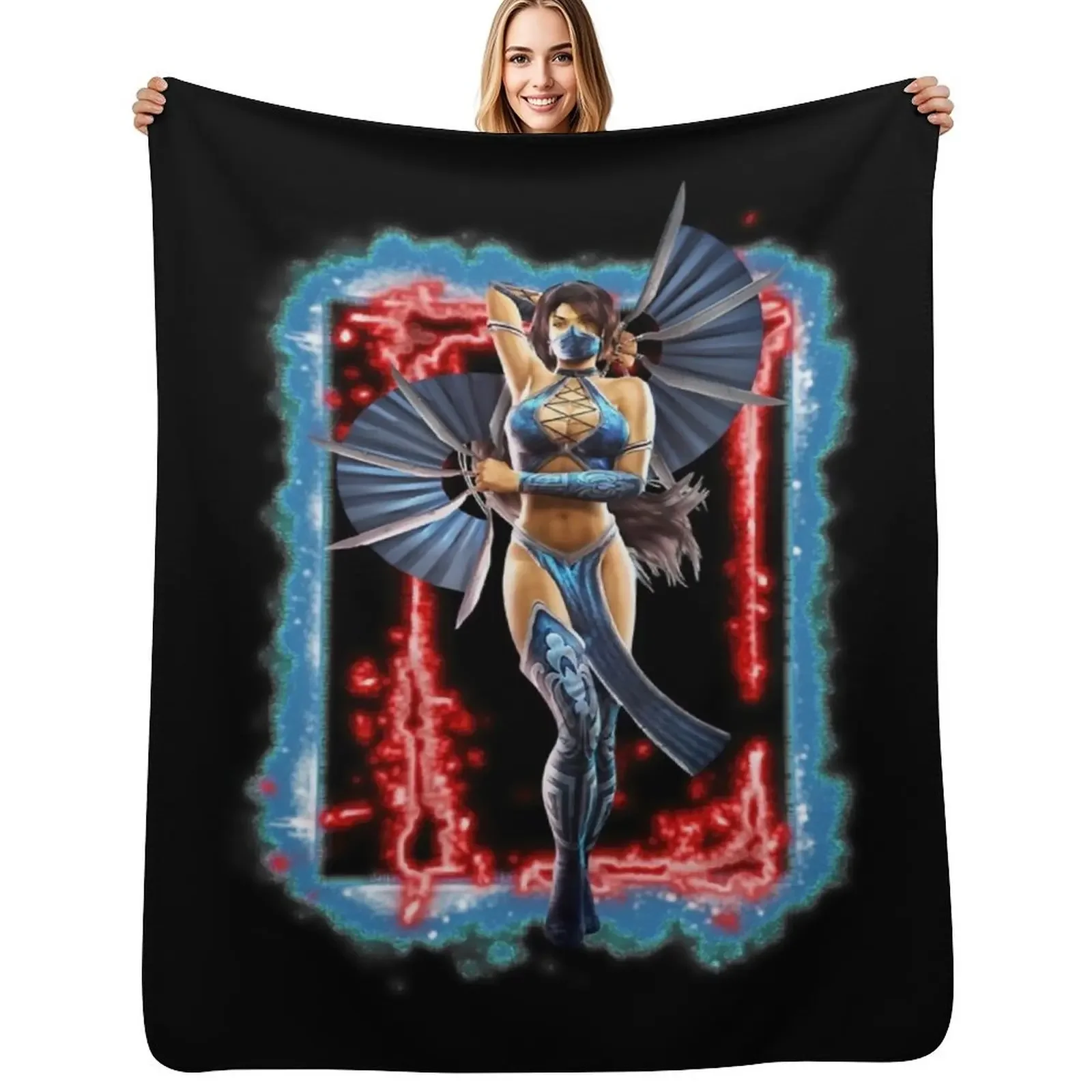 

Mortal Kombat - MK9 - Kitana Art - 915207733 Throw Blanket Beach Camping Soft Plaid For Decorative Sofa Blanket