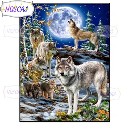 Moon, wolf Diamond Painting Full Square round diamond5D DIY Diamond Embroidery Rhinestones Mosaic Cross Stitch Home Decor