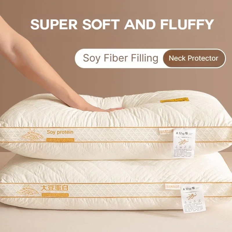 1pcs High Elastic Soybean Fiber Breathable Pillows Super Soft Comfortable Neck Pillows for Deep Sleeping Home Hotal Pillow Core