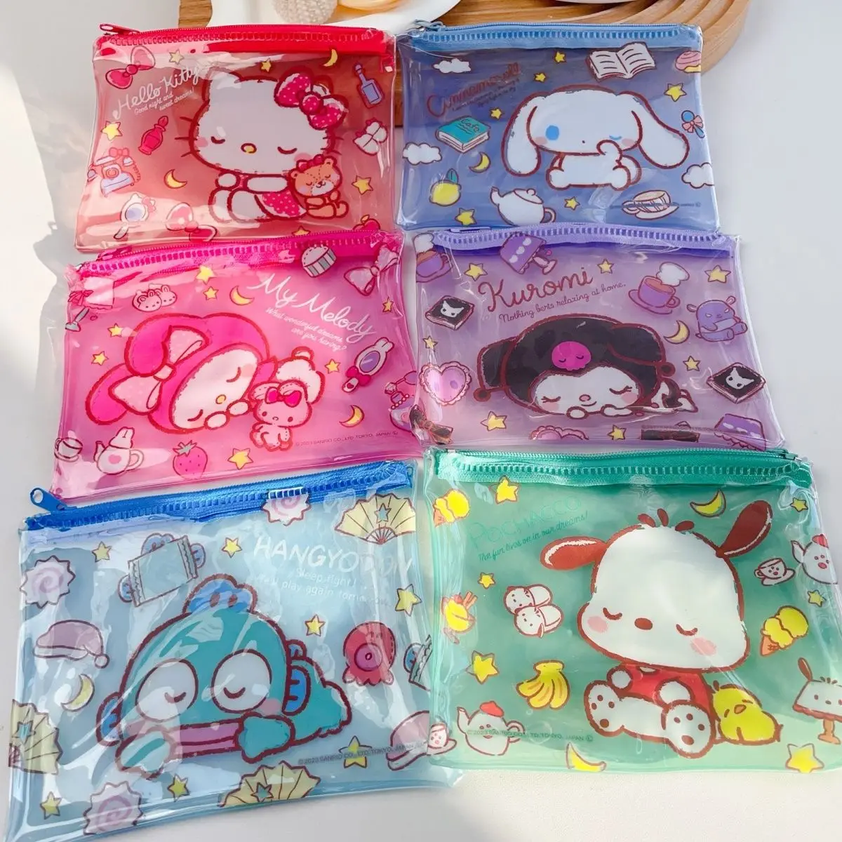 

Kawaii Sanrio Hello Kitty Pvc Bag Kuromi My Melody Card Storage Bag Girl Heart Cute Cartoon Cinnamoroll Transparent Bag Kid Gift