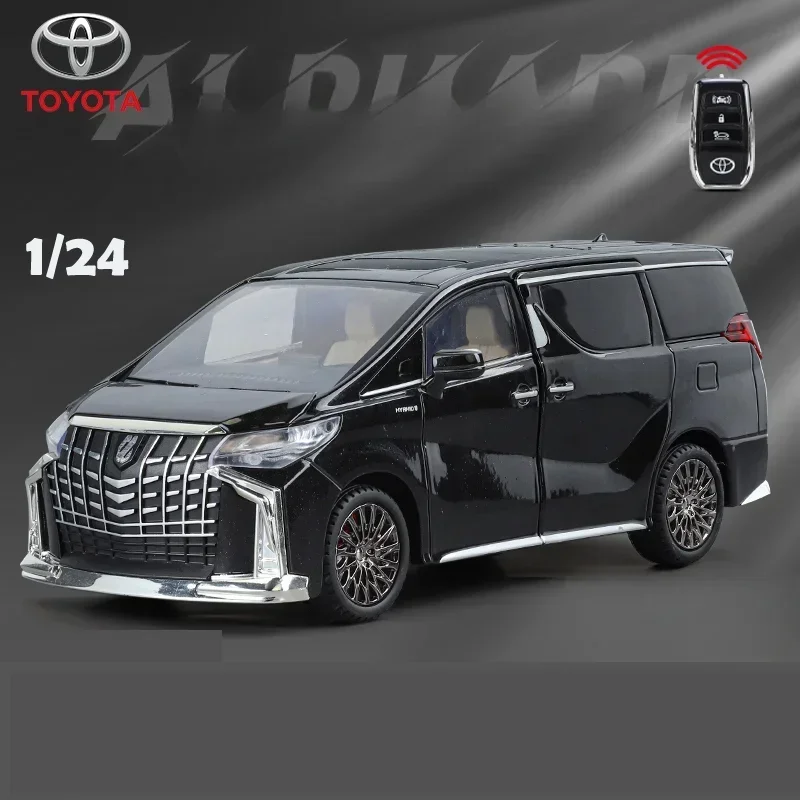 Modelo de coche de aleación 1:24 Toyota Alphard MPV con luz de sonido de llave, vehículo de juguete fundido a presión, colección de niños, regalo en miniatura Voiture