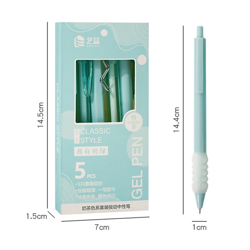 Stylo gel Kawaii Simplicity, Fashoin, Solid, Papeterie de document, Encre noire, Scrapbook, Fournitures d'écriture, Étudiant, 0.5mm, 5 pièces