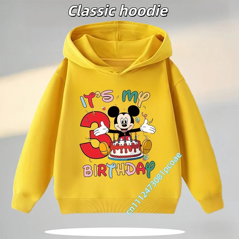 Mickey Minnie Boys' Sweatshirt - 1-9 Years Old Children's Hooded Sweatshirt - Girls' Casual Top with Digital Cartoon Print