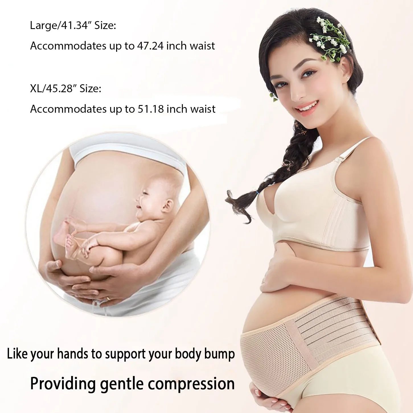 Maternity Support Belt Breathable Pregnancy Belly Band Abdominal Binder Adjustable Back/Pelvic Support- LJAS