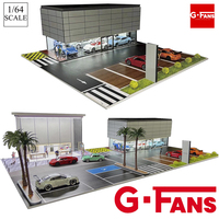 1:64 G FANS Car Garage Diorama Model With LED Lights Parking Lots City DIY Model Sets Can Be Combined with Cities