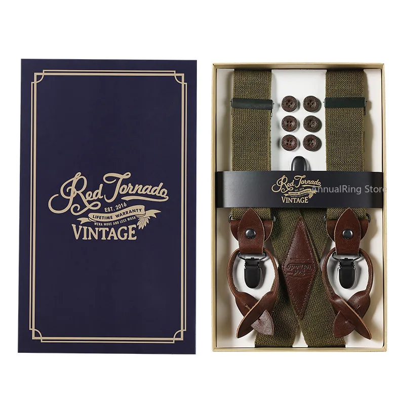 red-tornado-vintage-amekaji-suspenders-unisex-button-style-elastic-webbing-braces-decorative-cowhide-buckle-shoulder-straps