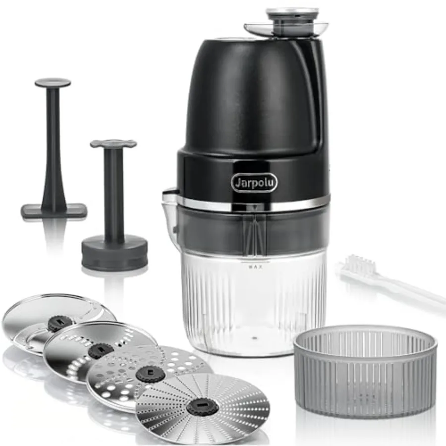 

4 in 1 Electric Cheese Grater Multifunctional Food Processor with Black Stainless Steel Body Labor-Saving Potato Shredder and V