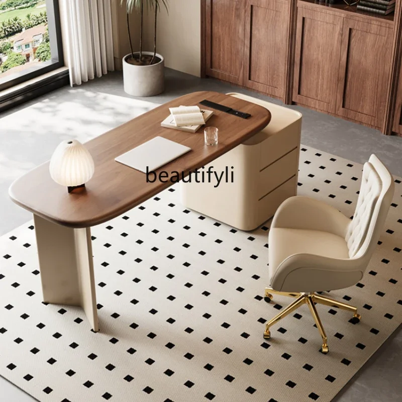 

Desk Cream Style Light Luxury French Solid Wood Study Desk Minimalist Desk