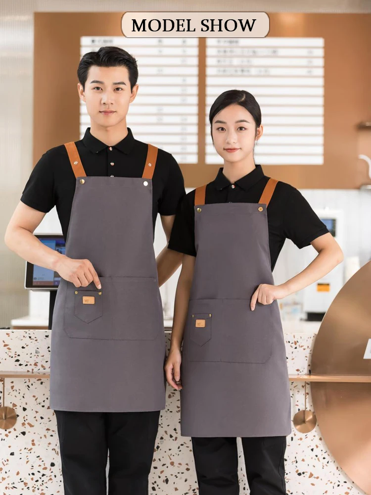 Waterdicht Vlekbestendig Canvas Schort Afneembare mouwen - Multi-Industrie Gebruik voor restaurants Bubble Tea Shops Bloemisten en cafés