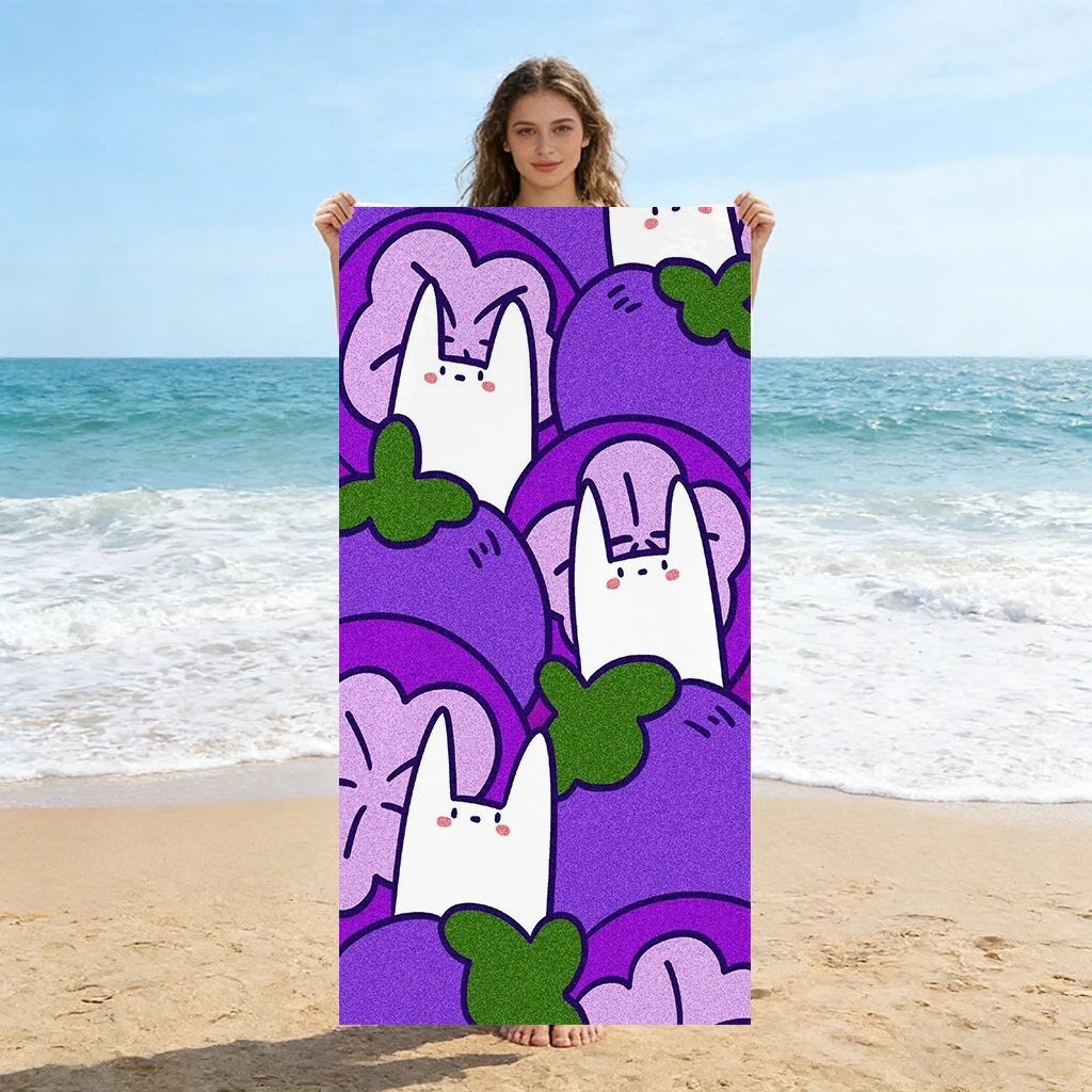 Purple Fresh Fruit Beach Towel Large Quick-drying Towel Suitable for Beach Yoga Pool Gym Sport Home Towel Sand Free Towel