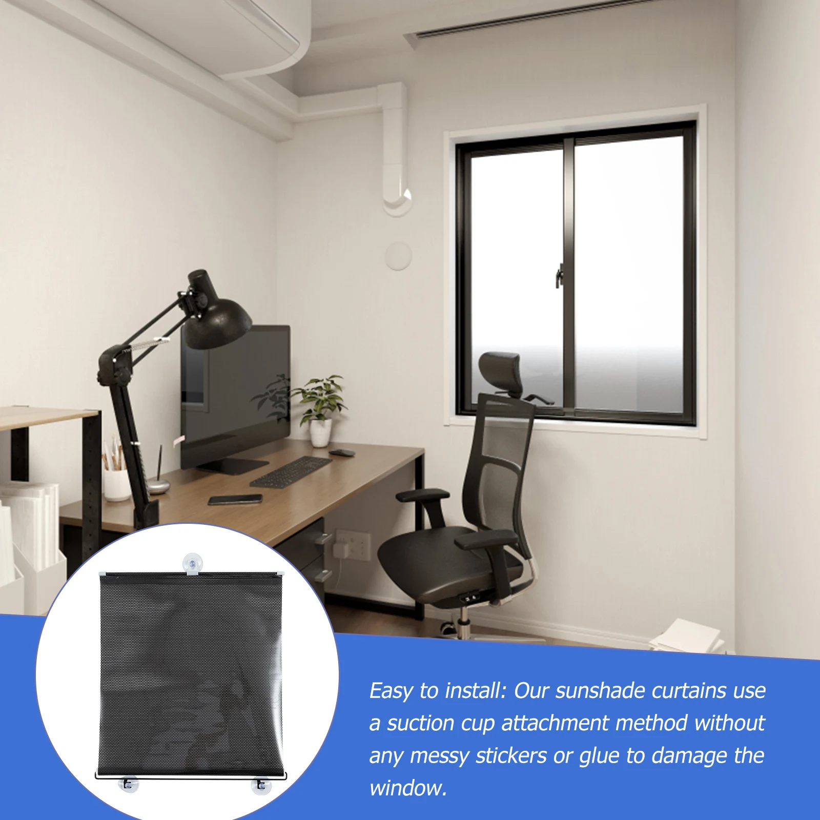 

Black Mesh Dot Cup Balcony Sunshade Soft Blackout Curtain Portable Blinds Easy Install Window Door Drape