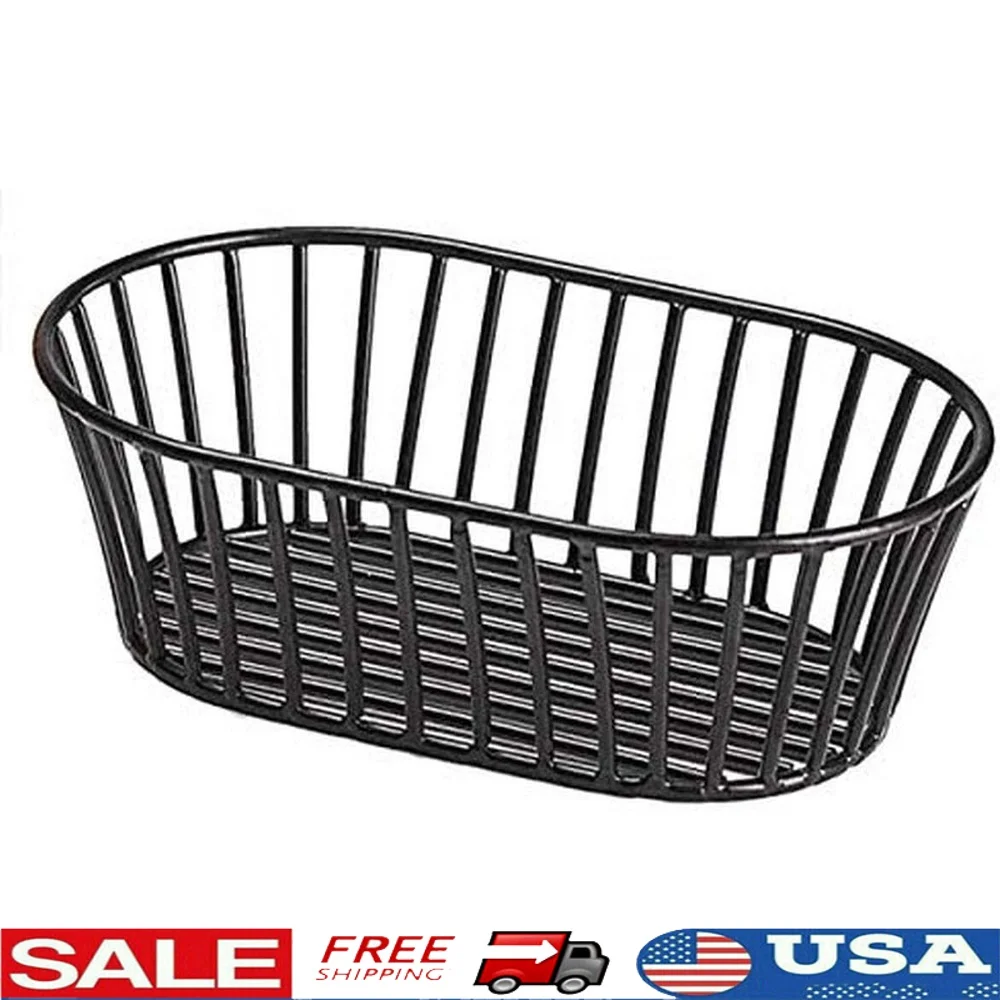 

Stackable Oblong Wire Basket Collection Durable Iron Powder Coated Baskets Break-Resistant Indoor Outdoor Use Dishwasher Safe