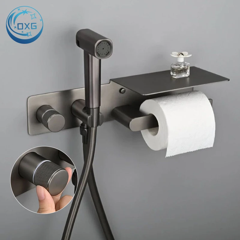 

OXG латунный смеситель для унитаза и биде, ручной распылитель для ванной комнаты, усилитель давления, смеситель для биде, сантехнический кран, держатель для туалетной бумаги в ванной комнате