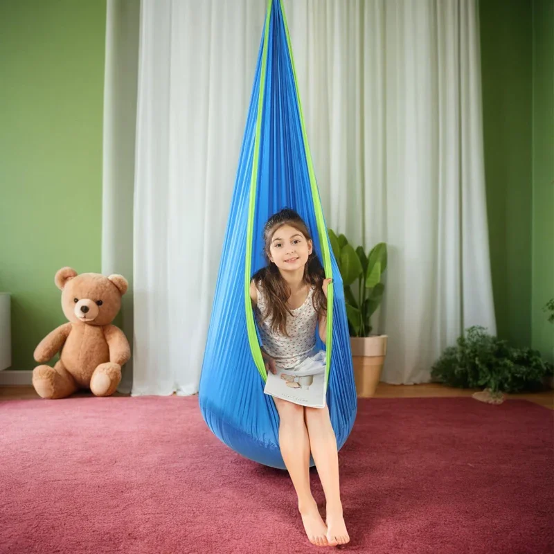 Children\'s Hanging Chair Hammock Elastic Bed Portable Parachute Cloth Swing Bed Indoor with Inflatable Cushion Hanging Chairs