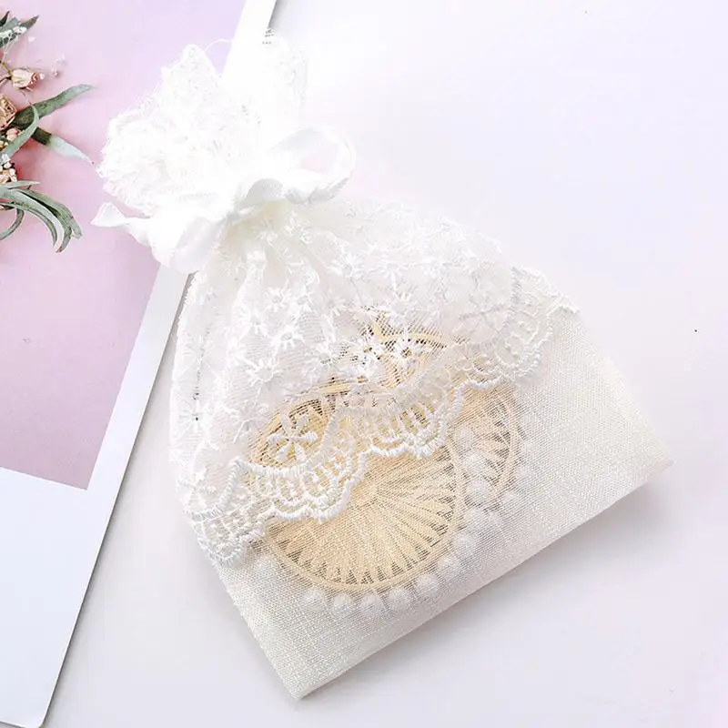 Bolsas de encaje para embalaje de joyería, bolsas de dulces, yute, regalo festivo, bolsa de hilo, anillo, pendientes, pulsera, collar, bolsas de regalo