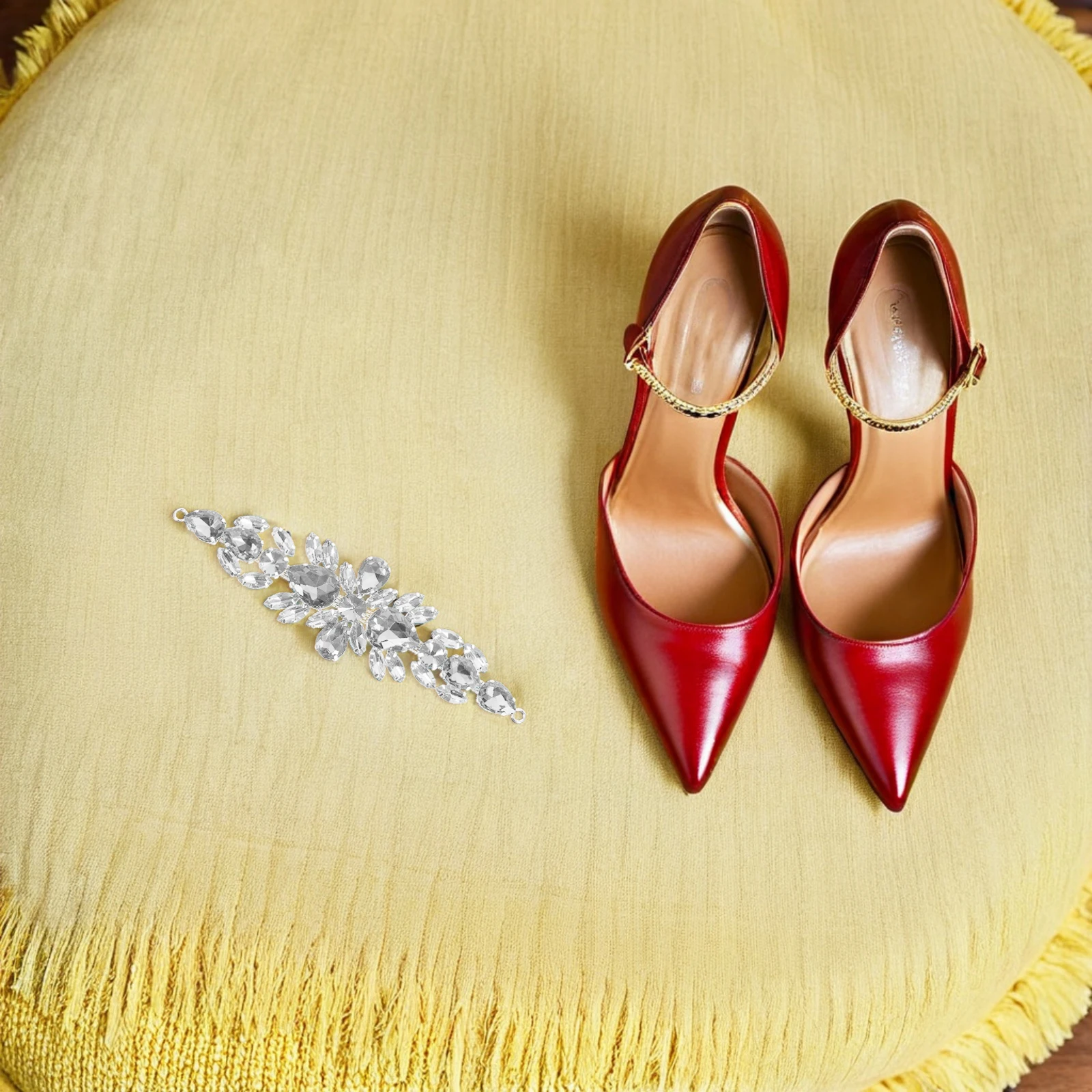 

2 PCS Wedding Shoes Decoration Crystal Rhinestone Flower Applique Diamond Dress Embellishments Glass for Clothing Bride