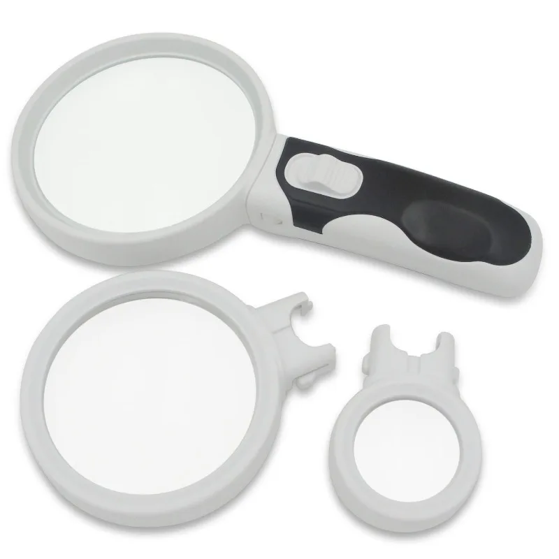 Magnifying glass 30 times 20 times 10 with lamp for the elderly reading antique high definition glass