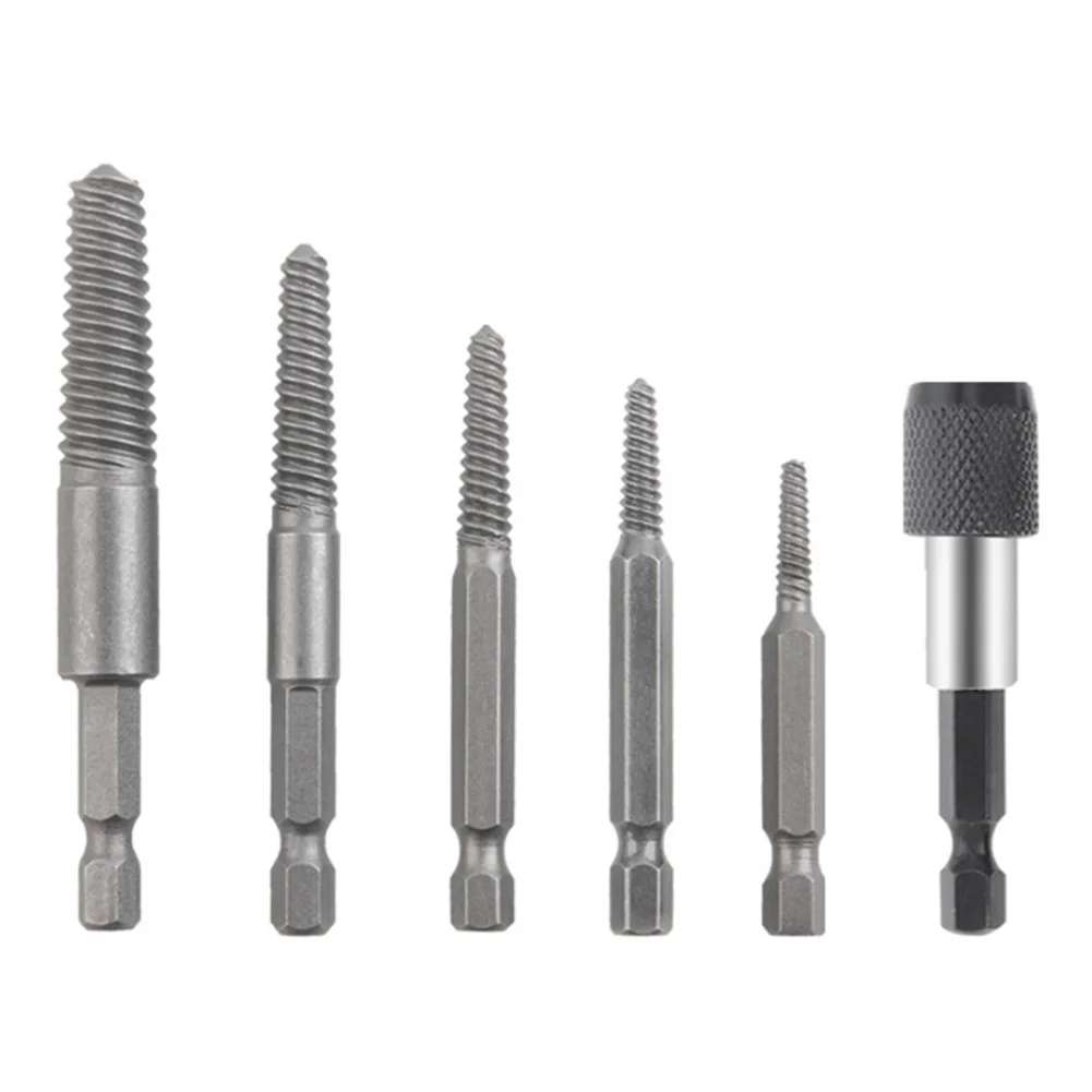 

New Screw Extractors Hand Tools 1/4\" Hex Shanks 6Pcs/Set Bolt Remover Extension Rod Flat Screws Hex Screw Extractors