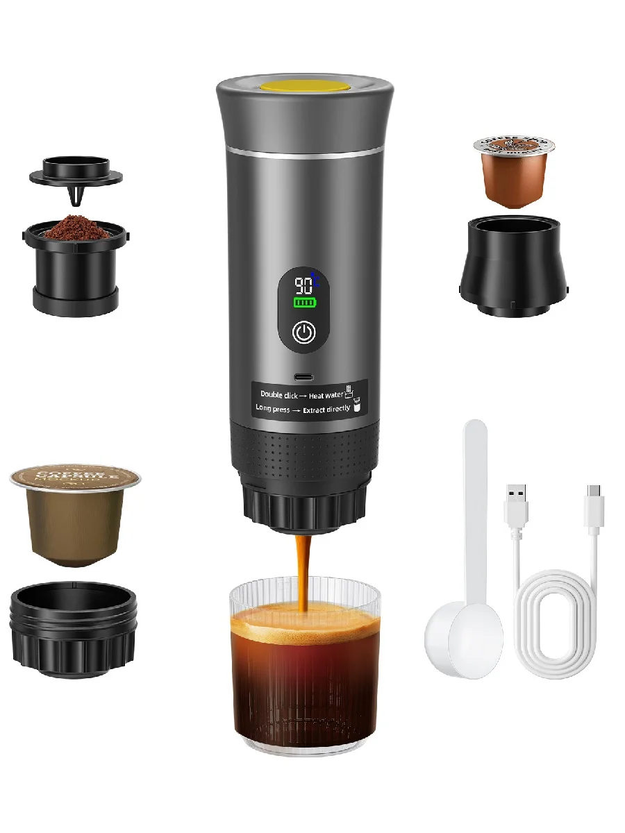 Machine à café expresso électrique Portable, pour voiture et maison, Camping, 3 en 1, capsules de poudre, sans fil, pour voyage