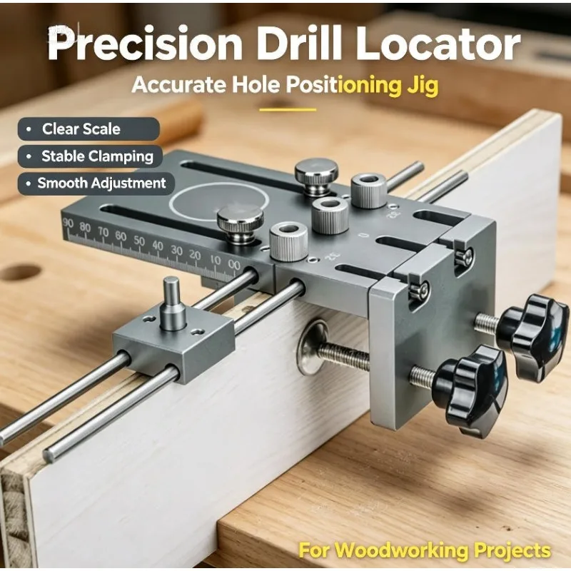 Woodworking Hole Locator, Log Tenon Punch, Three-in-one Locator, Hole Opener, Plate Punch, Plastic Box