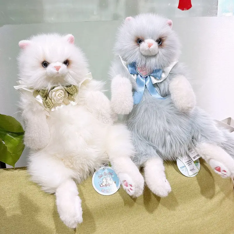リアルな猫のぬいぐるみおもちゃバックパック、ダブルショルダーバッグ、猫のフィギュア、柔らかいぬいぐるみ、若い女性向け、ppコットン製