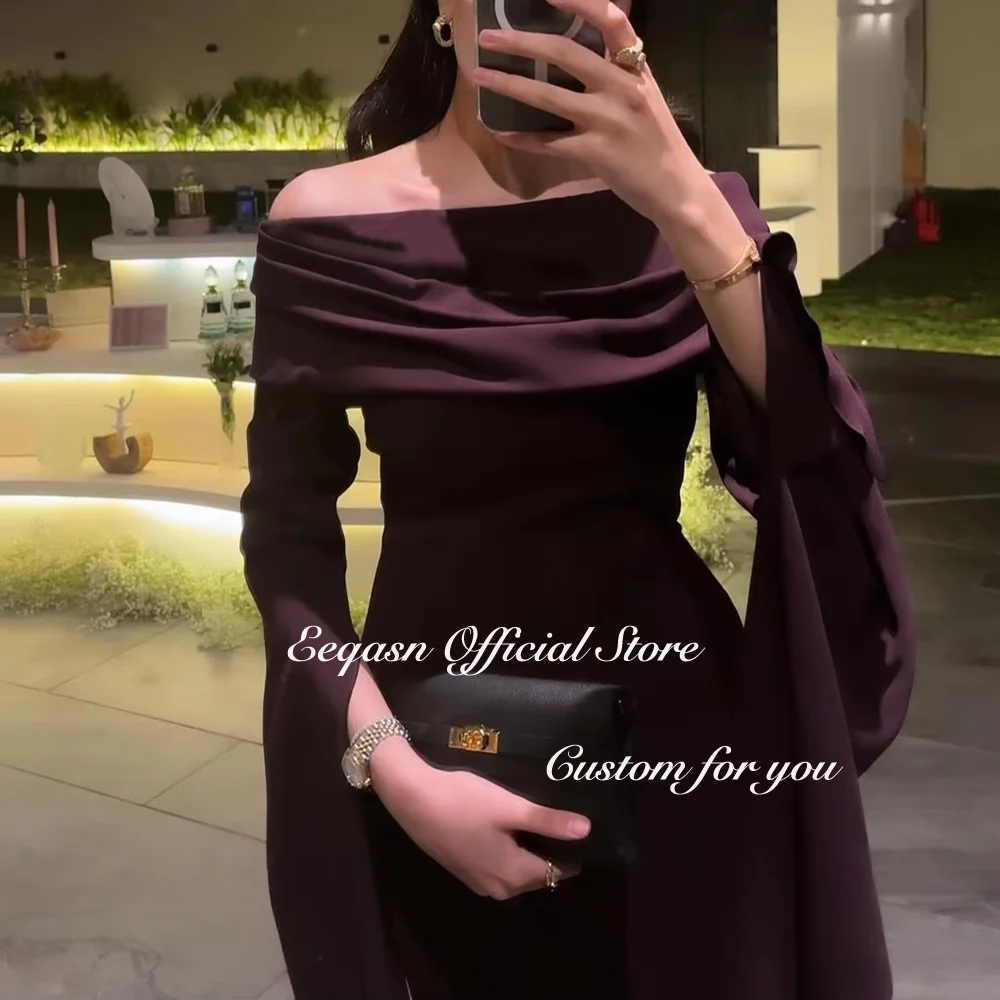 Mermaid Luxury Evening Gown Long Purple Satin Elegant Party Dresses for Wedding Dubai Arabic Robe De Soiree Femmes Customized