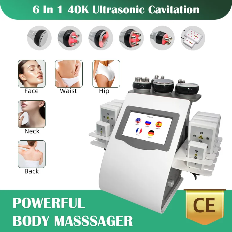 6 en 1 lÃ¡ser de vacÃ­o radiofrecuencia RF 40K Cavi Lipo adelgazante mÃ¡quina de cavitaciÃ³n por liposucciÃ³n ultrasÃ³nica para Spa