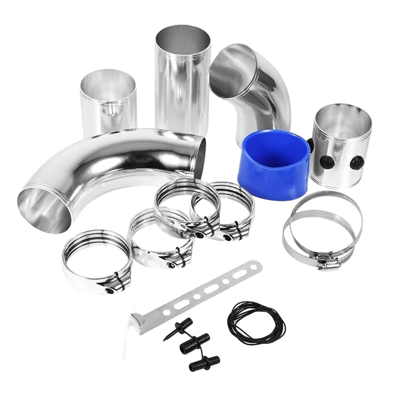 

A90E-Car Modification 76Mm Universal Intake Pipe Kit 5 Section Multifunctional Air Intake Combination Cold Air Aluminum Tube