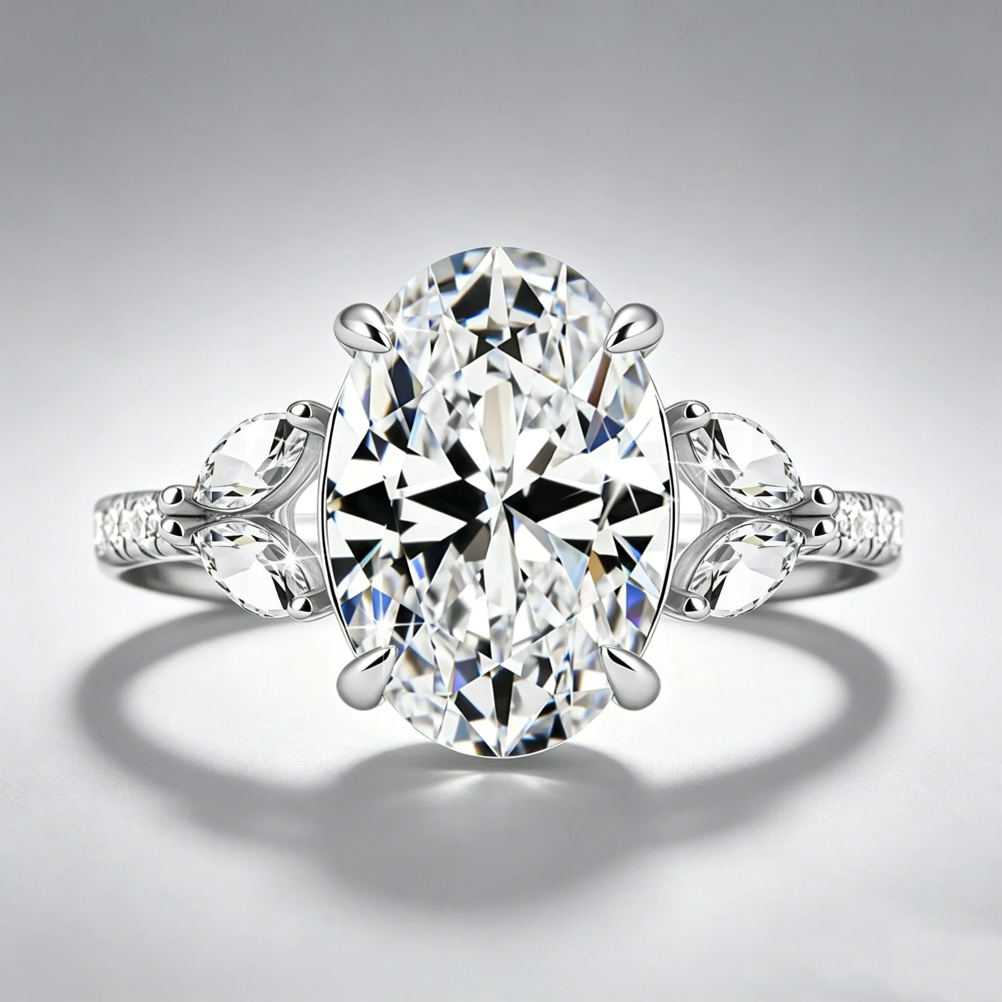 

925 Sterling Silver 4.5ct Oval Cut Moissanite Engagement Ring for Women D Color VVS1 Moissanite Wedding Luxury Fine Jewelry Gift