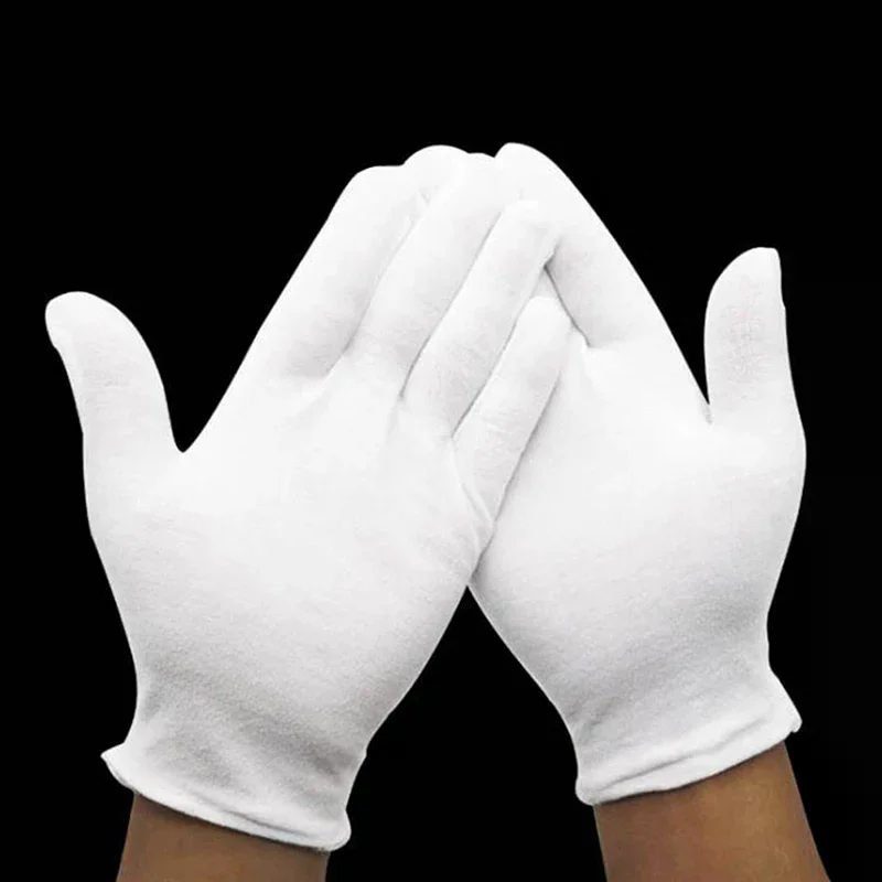 Lightweight White Inspection Cotton Work High Stretch Gloves for Coin Jewelry For Home And Professional Use